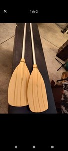 Pair of Rafting Oars with Aluminum Shafts and Wood-Style Blades