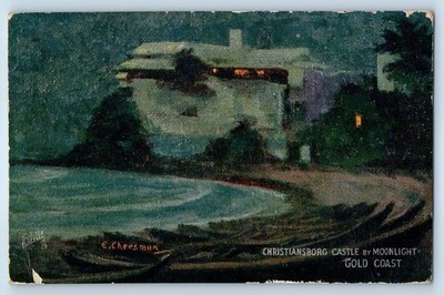 Christianborg Castle By Moonlight Gold Coast E Cheesman Oilette Tuck Postcard