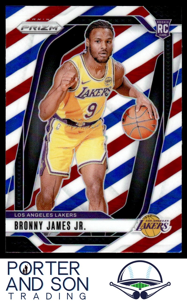 Bronny James Jr. RC Prizms Red White and Blue 2024-25 Panini Prizm #243 Lakers