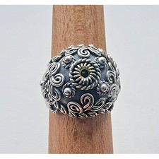 VINTAGE LARGE ARTISAN 925 STERLING SILVER FILIGREE RING SIZE 8.5 AT