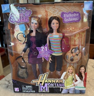 Hannah Montana  Secret Star 2-in-1 Miley Cyrus & Hannah 2 Doll Set Disney 2008