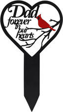 Heart Memorial Grave Markers for Cemetery, Cardinals Garden Stake Metal Memorial