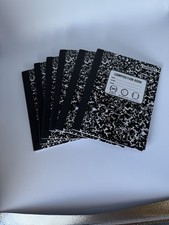 Bundle of 6 College Ruled Marbled Composition Notebooks; Black Black 