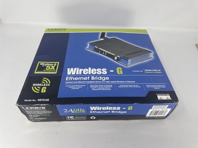 Linksys WET54G Wireless-G Ethernet Bridge 54Mbps 2.4GHz 802.11g WiFi Adapter