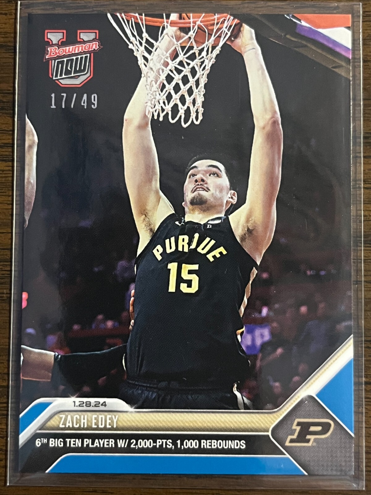 2023-24 Topps Bowman U Now #40 Zach Edey Purdue Boilermakers BLUE 17/49