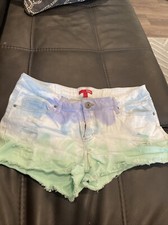 Vtg 90  s Bongo High Waist Ombre Dip Dye tie Dyed Destroyed Cut Off Shorts 13