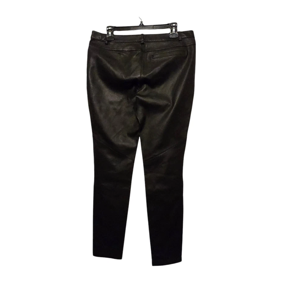 Pantalones de cuero de cordero Rebecca Minkoff 'Wheeler' para mujer talla 10 negros de lujo $698 Foto 2 de 4