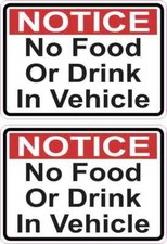 3.5in x 2.5in No Food or Drink in Vehicle Stickers