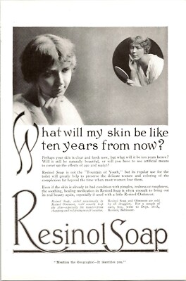 Print Ad 1917 Resinol Soap Ointment Fresh Clear Skin Complexion Baltimore MD