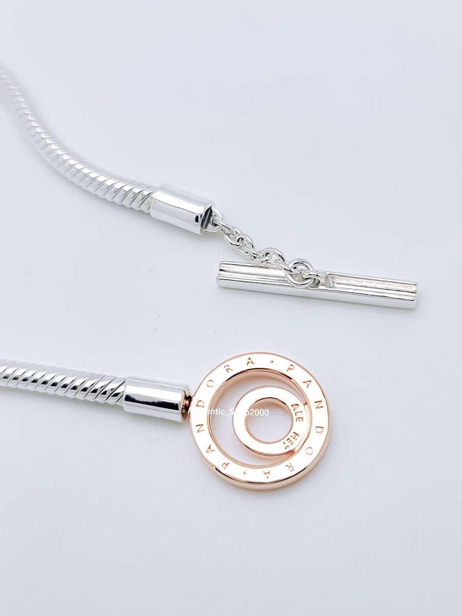 NEW Authentic PANDORA Two-tone Logo T-Bar Snake Chain Charm NEW Authentic PANDORA Two-tone Logo T-Bar Snake Chain Charm