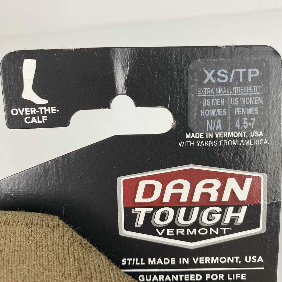 DARN TOUGH WOMENS T3006 Coyote Brown OVER CALF TACTICAL SOCKS 4.5-7 XS 2-Pack - Image 4 of 4