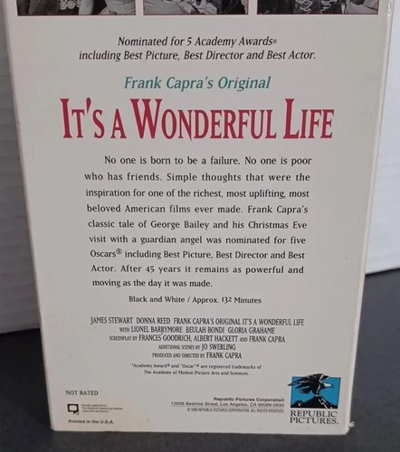 VHS-Its a Wonderful Life-B&W- Frank Capra-Jimmy Stewart-Donna Reed- 1993 VHS - Picture 6 of 9