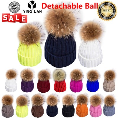 real fur bobble hats