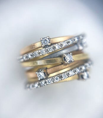 Marco Bicego 18k Tri-Color GOA 7-Strand 0.41ctw Diamond Band - Retail $6050