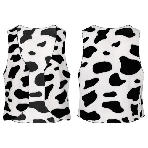 Costume cosplay uomo mucca stampa gilet flanella aperto davanti cardigan top - Foto 7 di 27
