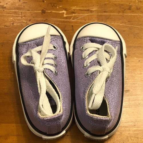 Converse Girls Purple Sparkle Sneakers Size 5 Toddler - Picture 5 of 9