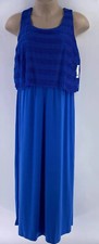 NY Collections Woman Dress 2X Blue Pullover Sleeveless Overtop Maxi