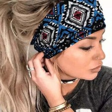 New Women's BLUE BLACK BURGUNDY TRIBAL AZTEC HEADBAND w/ Southwest design