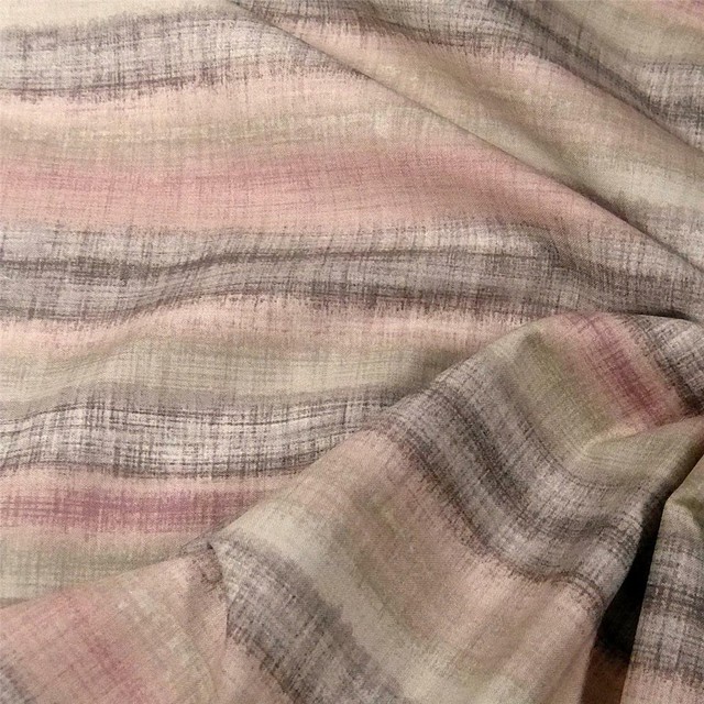 Classy, Softly Muted Pink Green & Brown Ombre Stripe, Cotton Fabric by
