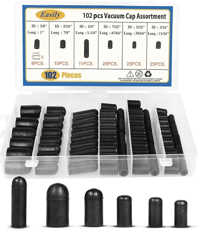 Rubber Vacuum Caps Plug Kit 102 PCS Assorted Vacuum Plugs