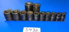 MATCO TOOLS 12 PIECE 1/2 DRIVE SAE. SHORT IMPACT 6 POINT SOCKET SET 7/16-1-1/8