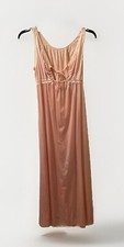 Vintage Miss Elaine Nightgown Nylon Long Peach Keyhole Bust USA Size Small