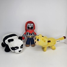 Minecraft Mojango/ Tube Heroes Plush Lot Of 3 Baby Ocelot, Exploding TNT & Panda