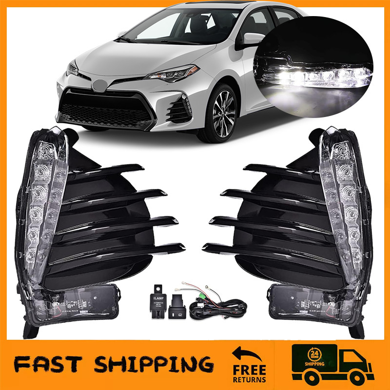 LED DRL Fog Light Lamp Daytime Running Light Fit 2017-2019 Toyota Corolla SE XSE