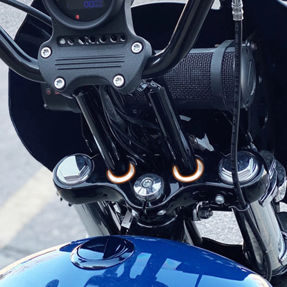 Bujes elevadores de manillar Billet cromados para Harley Touring Road King Street Glide Foto 3 de 4