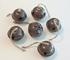Sleigh Jingle Bells Brown Metal Ringing Large 2"  w/Loud Ringer and Jute Hanger