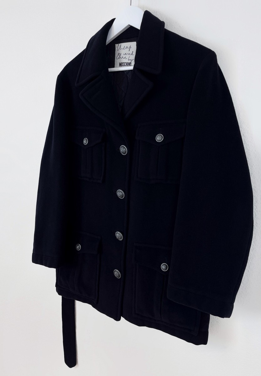 VTG MOSCHINO CHEAP & CHIC Cross Buttons Belted Wool Cashmere Coat