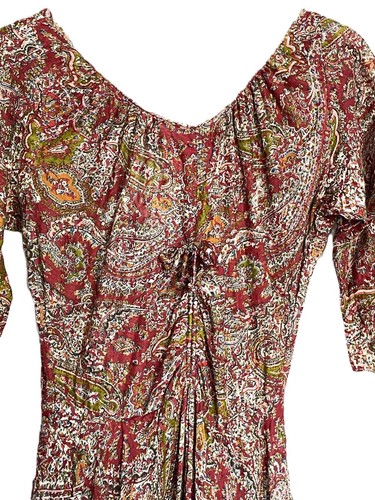 Vintage 1950s Sambo maxi dress skater rockabilly red Paisley swing swirl twirl - Picture 5 of 8