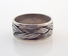 Vintage Braided Design Sterling Silver 8mm Band Ring Sz 6.75