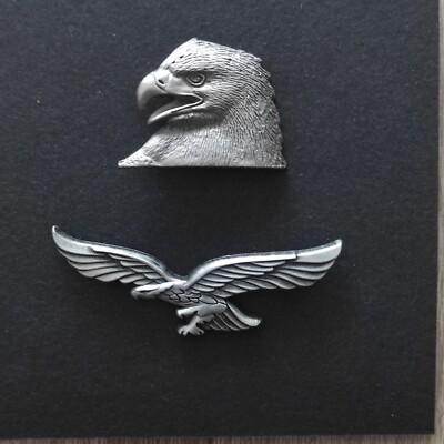 2er SET: PIN/Anstecker ADLERKOPF (unbeschichtet) / Flying EAGLE (beschichtet)