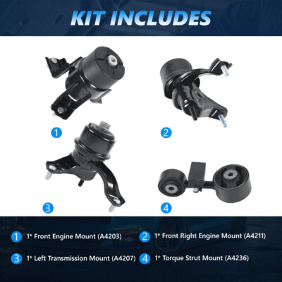Supporto motore motore, set di 4 pezzi, compatibile con Toyota