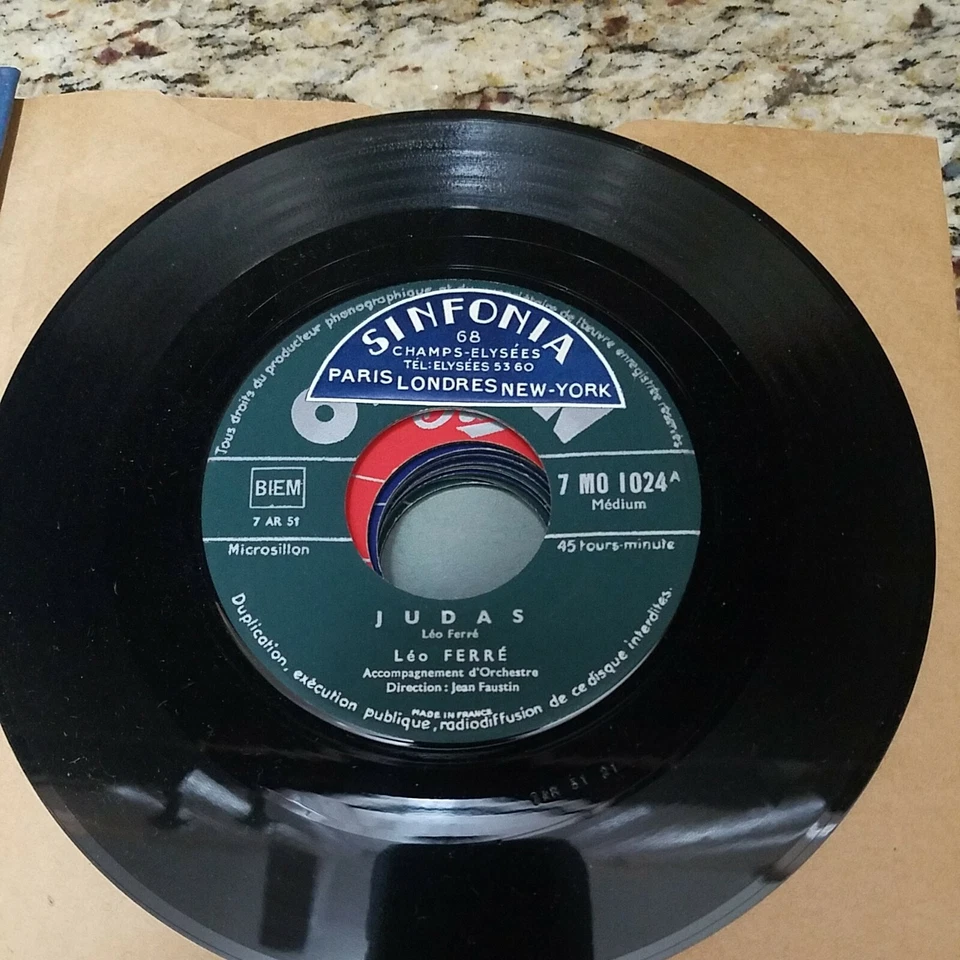 9- Vintage  France Jazz 45 Records Edith Piaf Leo Ferre Barelli Becaud Giraud - Imagem 2 de 4