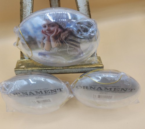 (SET OF 3) Clear Transparent 2pc Photo Ornaments With Hangers, Darice BRAND NEW - Picture 6 of 8