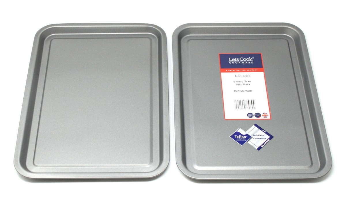 Baking Tray Twin Pack British Made With Teflon Non Stick by Lets Cook  Cookware