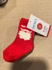 2 Pack Carter's Crew Christmas 0-3 Months Socks  NEW n1