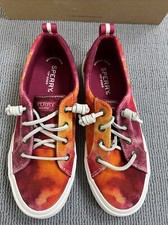 New Sperry Women/ Girl Pier Wave LTT Tiedye Shoes Pink Red Orange Size 5.5