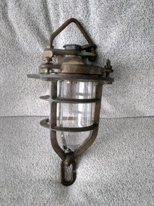 Vintage British Royal Navy Convoy Light, Brass Clear Glass Running Light