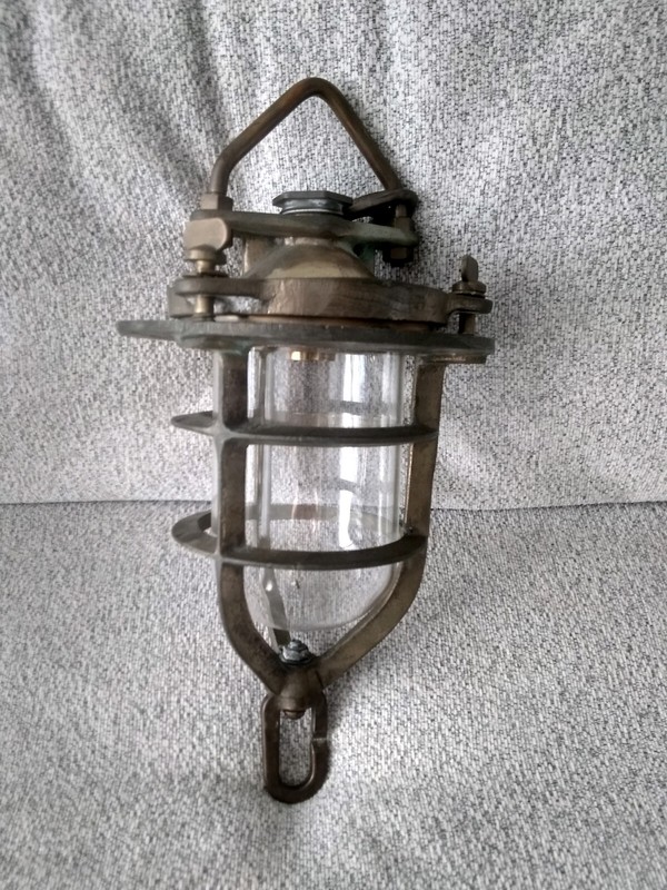 Vintage British Royal Navy Convoy Light, Brass Clear Glass Running Light