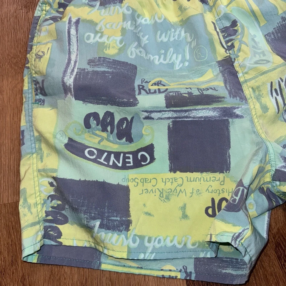 Vintage Jockey Swim Trunks Shorts Mens Large All Over Print Festival 80s - Image 4 of 4