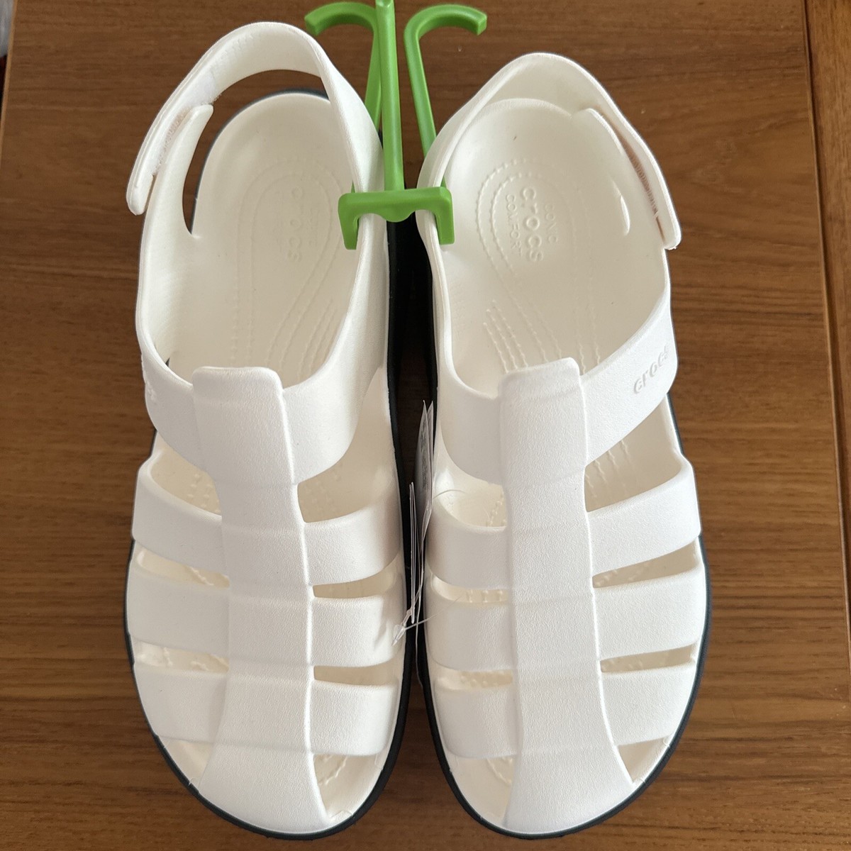 Crocs Stomp Fisherman Sandals, Chalk (Black & White) , US 9