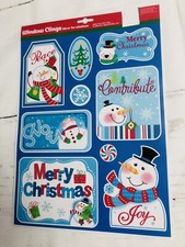 Christmas Window Clings SNOWMAN Merry Christmas Peace Joy