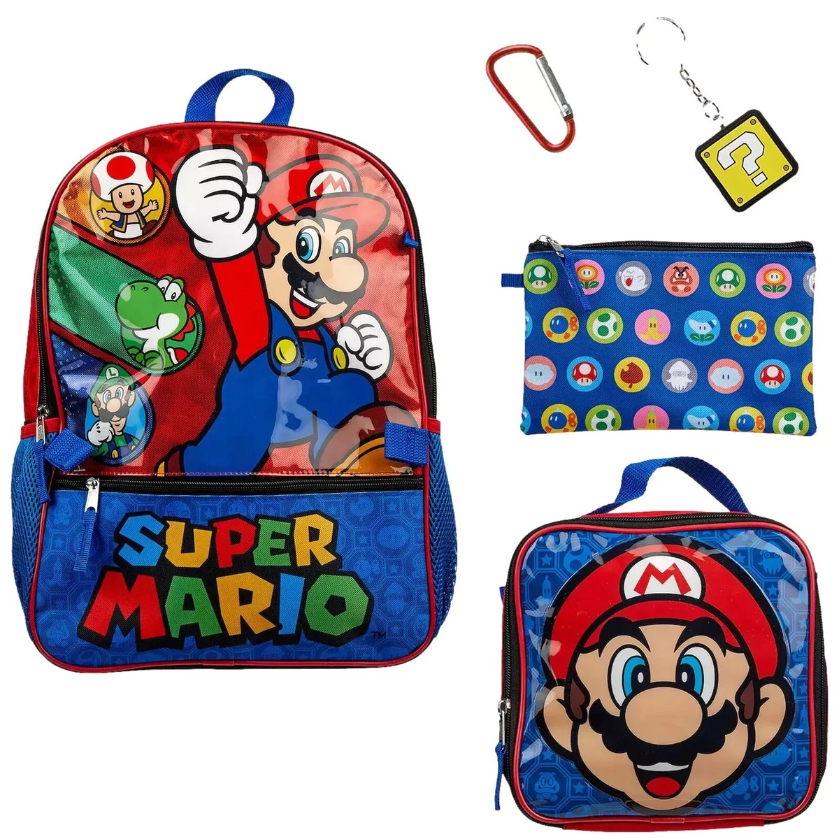 Super Mario Bros. 5 Piece Backpack & Lunch Box Set (B1B58TUSMB
