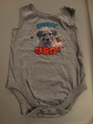 GARANIMALS INFANT GRAY ONE PIECE 4TH OF JULY HOORAY USA FLAG DOG SIZE 12 MONTHS — photo 1