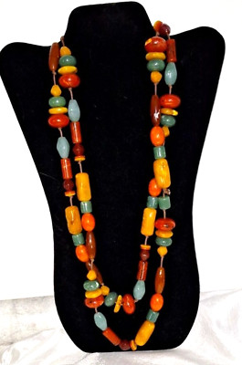 Acrylic Artsy Beaded Women's Necklace Colorful Boho Beachy Office Siren