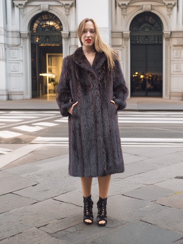 Two Tone Nutria Fur Coat Herringbone Design S P Fast Ship - Picture 7 of 24
