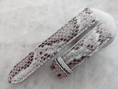 20mm/18mm Python Print Leather Watch Strap Band - Black White